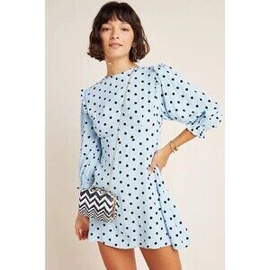 Faithful the Brand Anthropologie Dress 4 Edwina Blue and Black Polka Dot Size S